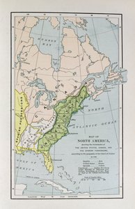 Kaart van Noord-Amerika, met de grenzen van de Verenigde Staten, Canada en de Spaanse bezittingen, volgens de voorstellen van het Franse hof in 1782, uit 